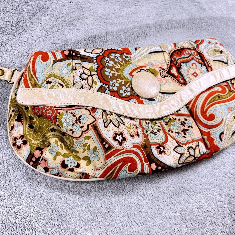 Ebisu Boho Paisley Wristlet Clutch Bag Retro With Strap Fabric Purse 70s